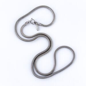 Vintage Sterling Silver 925 Herringbone Slide Charm Necklace – 15 Inches